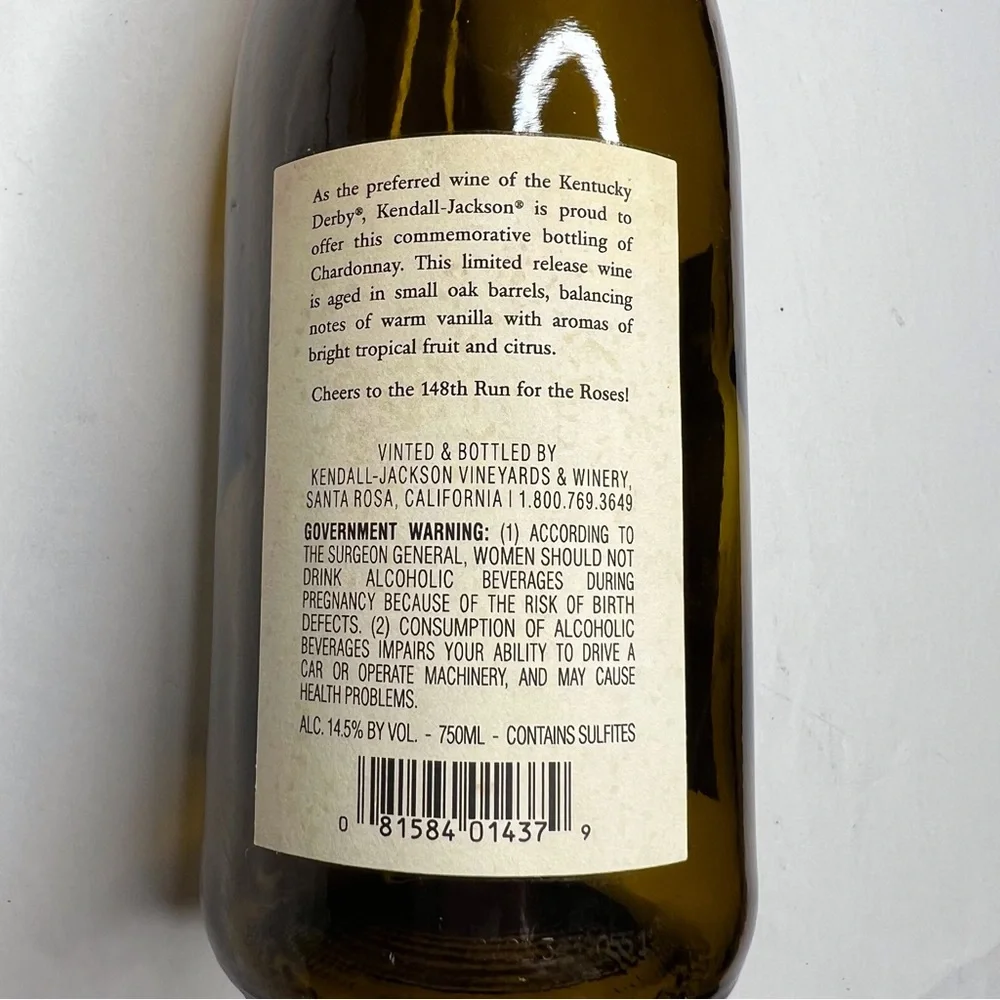 Empty Kendall Jackson Kentucky Derby Wine Bottles Chardonnay and Red Blend